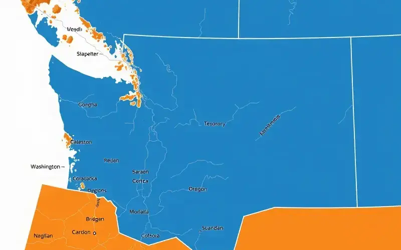 Crystal Clear Auto Glass service area map covering Washington and Oregon